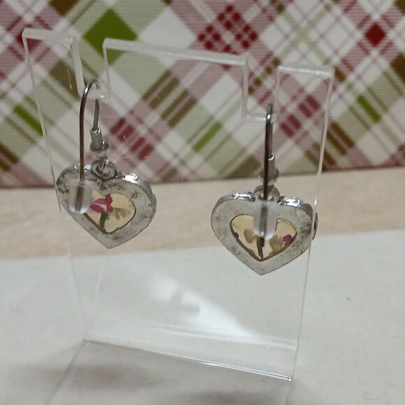 Vintage Fashion Costume Jewelry Metal Silver Tone Flower Hoop Earrings #75W - Picture 7 of 9